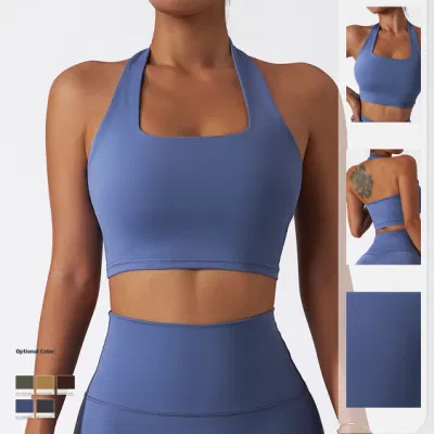 2023 vente en gros de haute qualité vêtements de yoga soutien-gorge de sport logo personnalisé fitness sexy dos croisé soutien-gorge de yoga